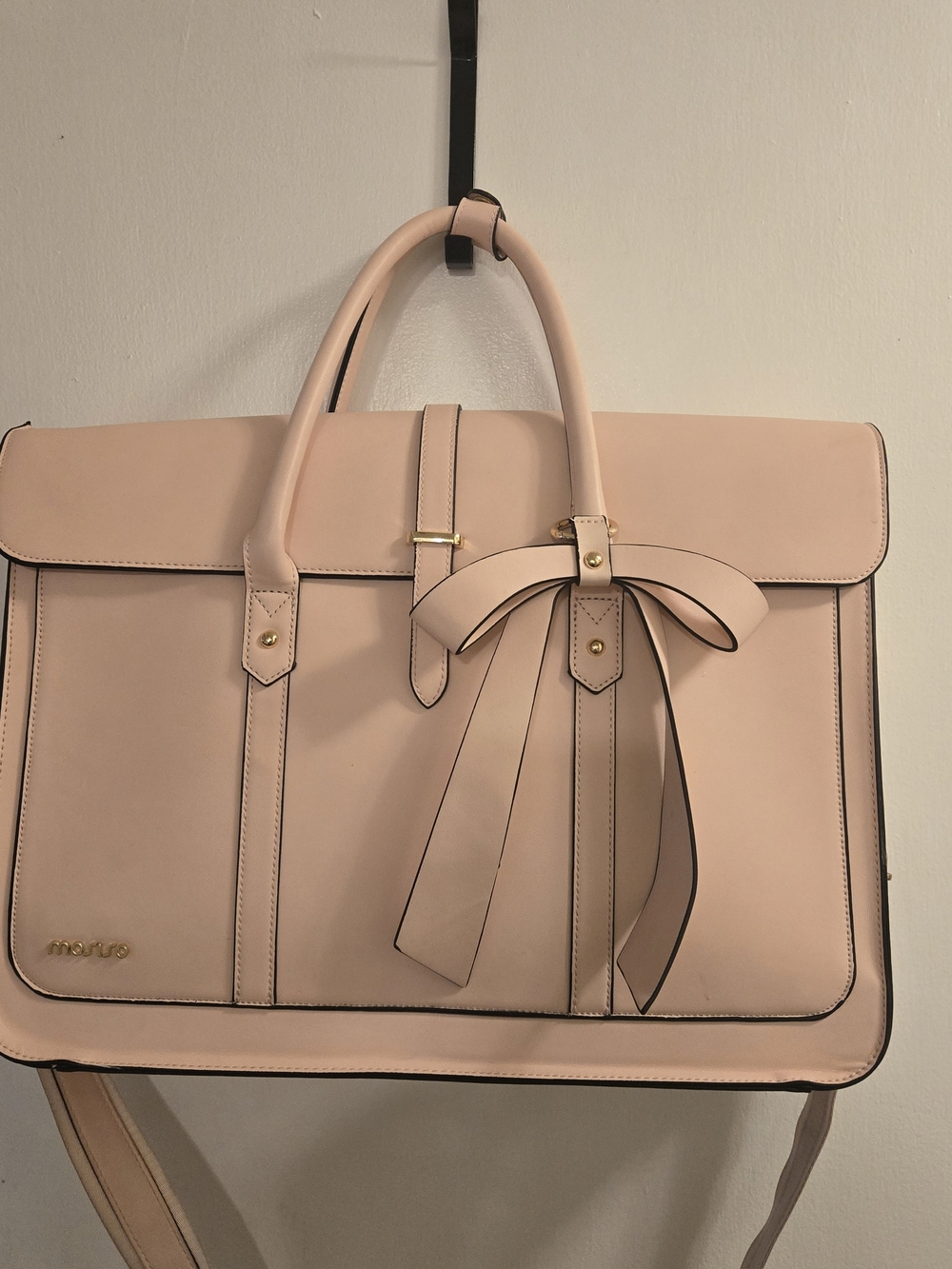 Mosiso Laptop Chic Blush Pink Bow Satchel Bag convertible backpack